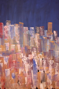 leopapp misto acrilico su tela titolo new york city anno 2013 misure cm. 80x60